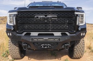 GMC Sierra 3500 Front Bumper - DV8 Offroad - Spec Series - Micro-texture black powder coat with satin black accents - `20-`23